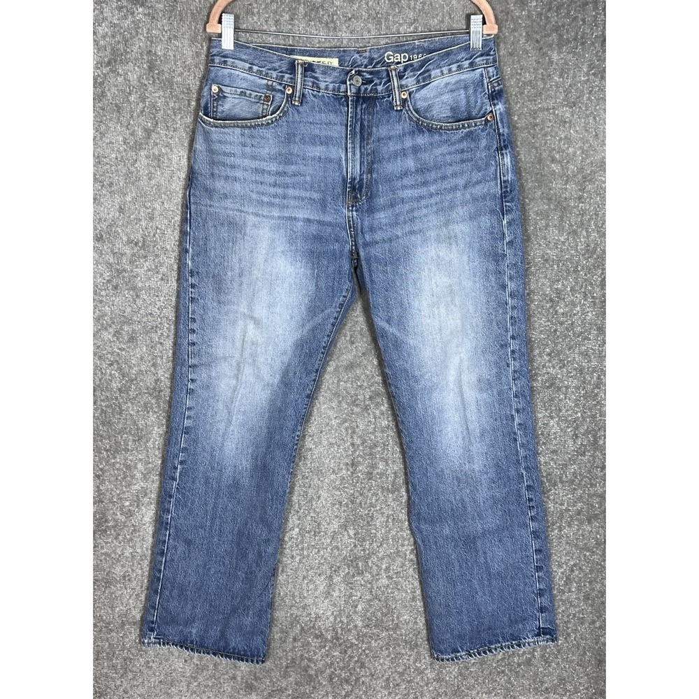 Gap 1969 Relaxed Fit Jeans Mens Size 31x32 Blue 5 Pocket Cotton Distressed Denim